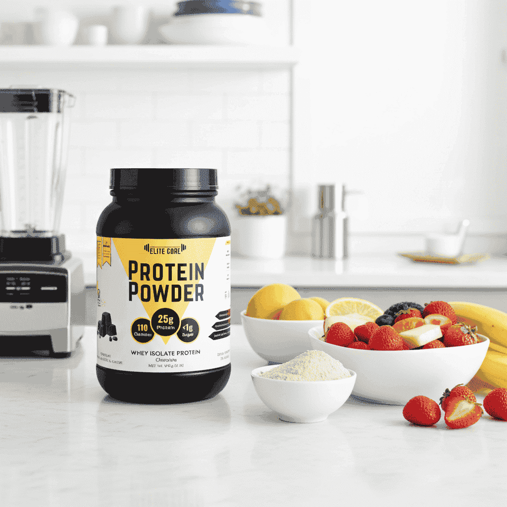 EliteCore Healthy Chocolate Whey Protein Powder with No Added Sugar.