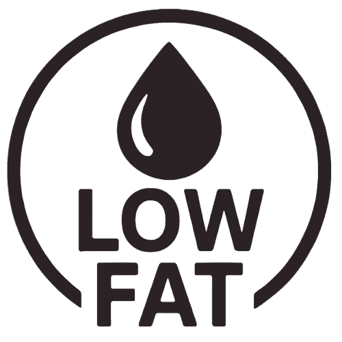 A low fat icon, indicating that EliteCore Whey Protein is low in fat.