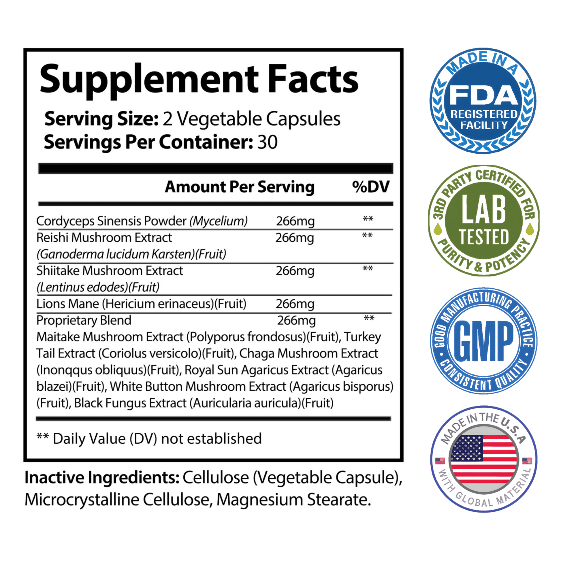 Mushroom Supplement Nutrition Facts