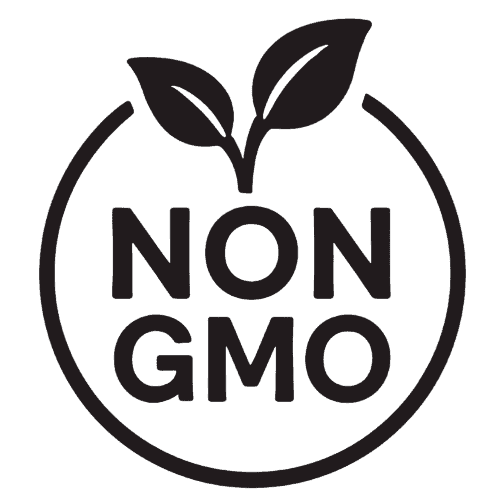 A non GMO icon, indicating that EliteCore Protein Powder is made without genetically modified organisms.