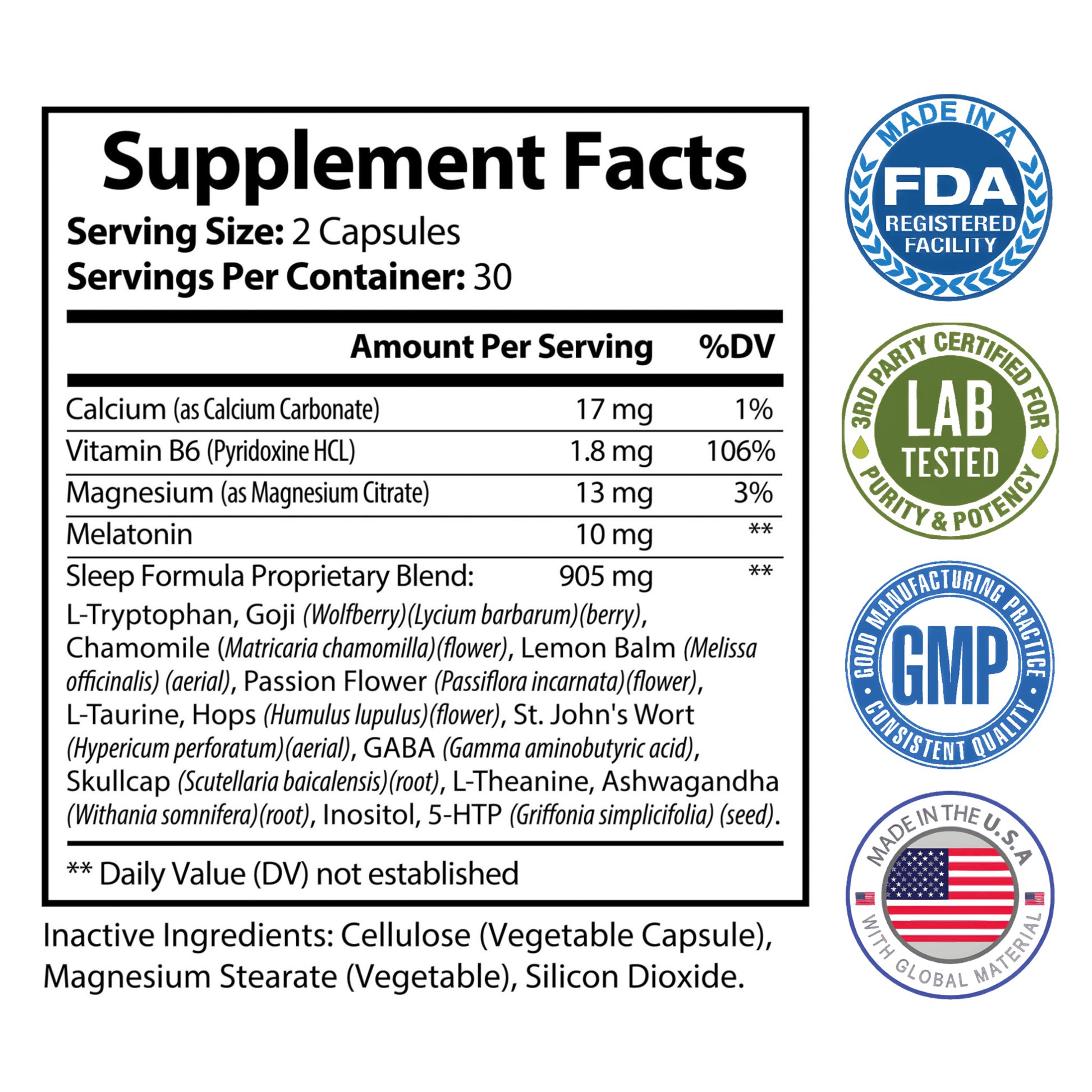 Sleep Supplement Nutrition Facts